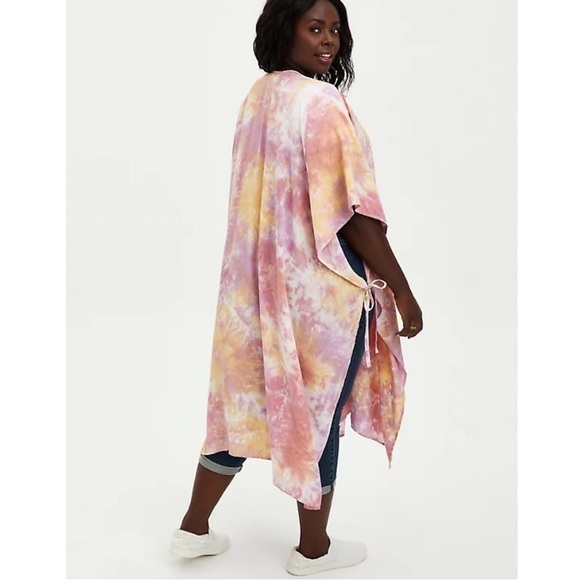 Torrid one size PINK TIE DYE LONGLINE RUANA - Picture 3 of 10